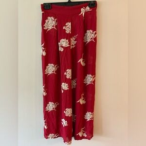 Banana Republic Red Floral Wide Leg Sheer Pants